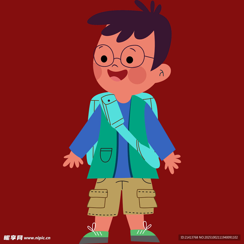 背着书包的可爱小男孩