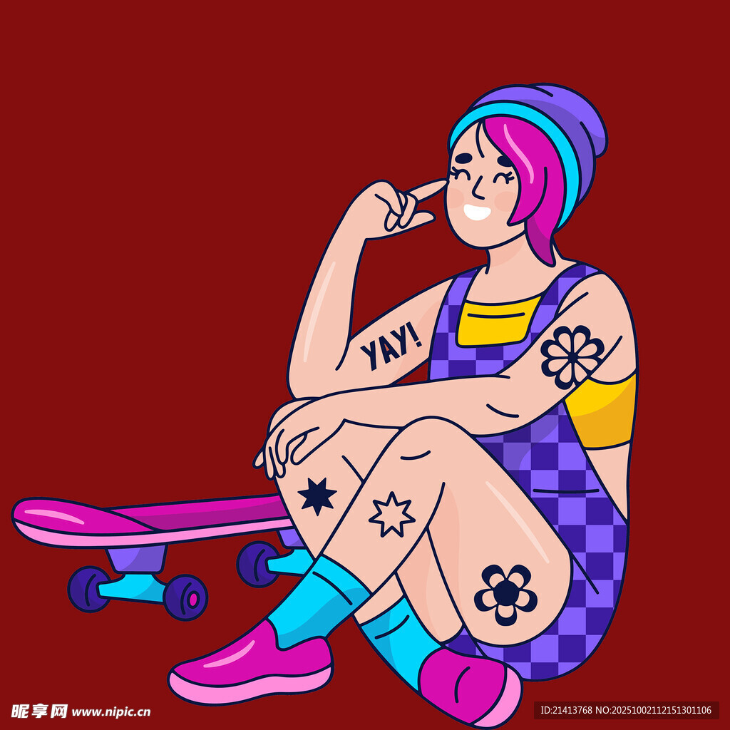 潮酷滑板少女街头个性风