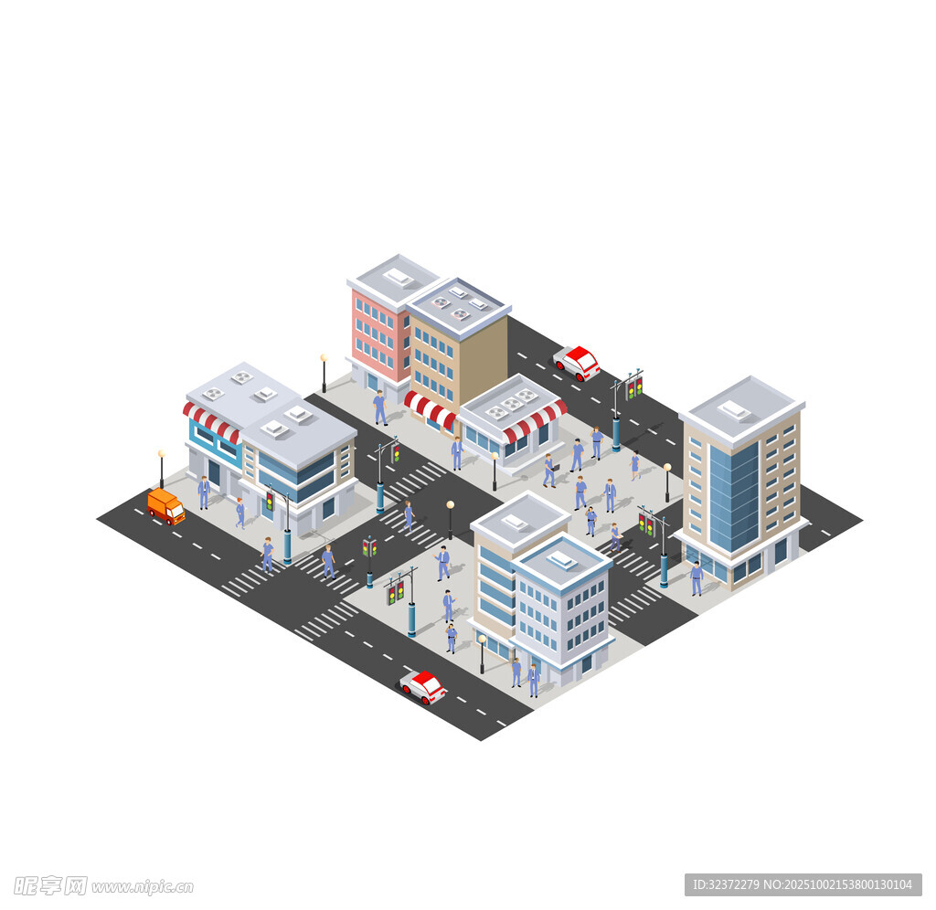城市建筑群等距立体模型