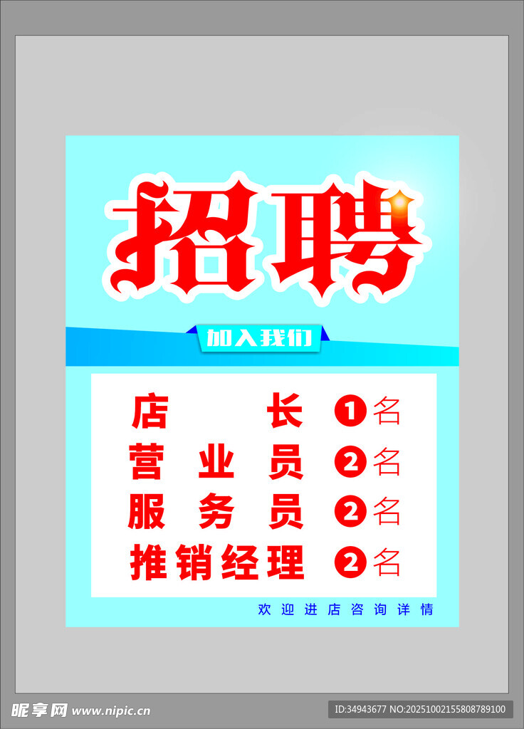 店铺招聘启事