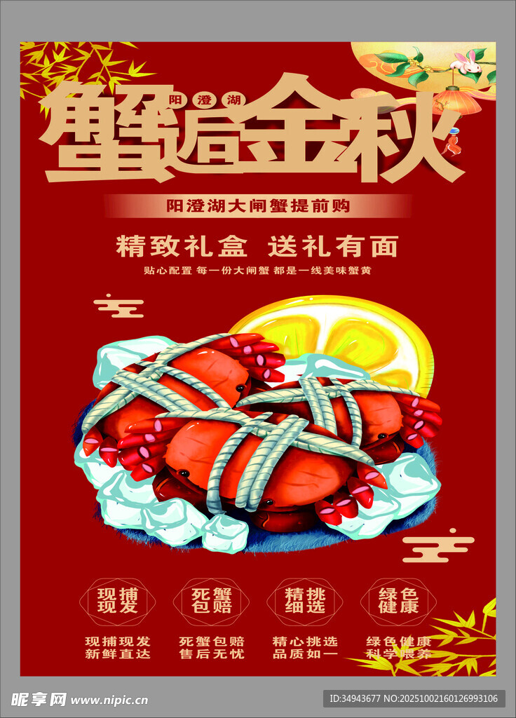 蟹逅金秋大闸蟹促销海报