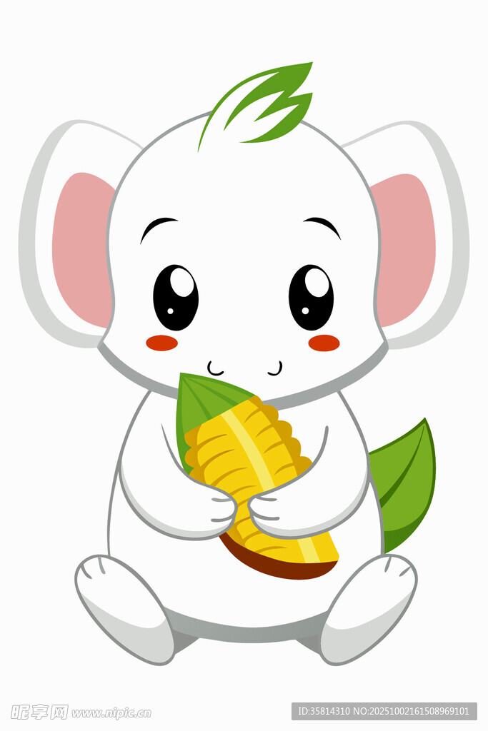 可爱小象吃芒果
