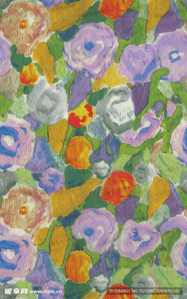 多彩花卉油画艺术作品