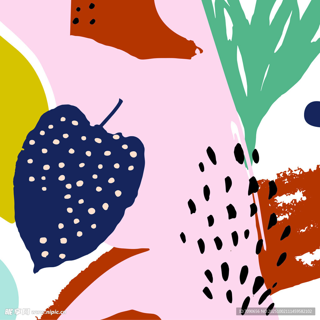 抽象多彩植物图案插画