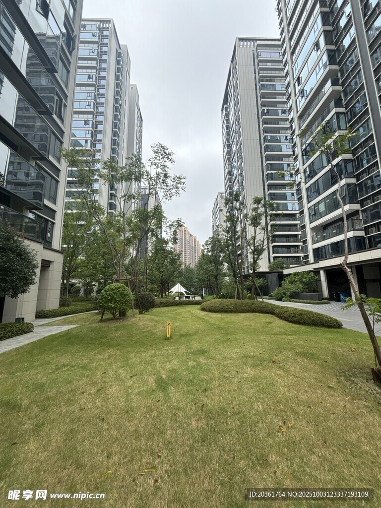 现代小区内的绿化草坪