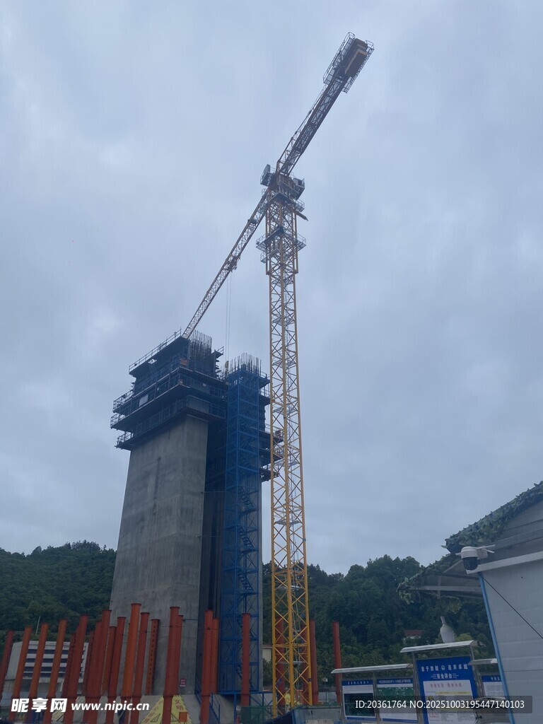 高楼建设中的塔式起重机