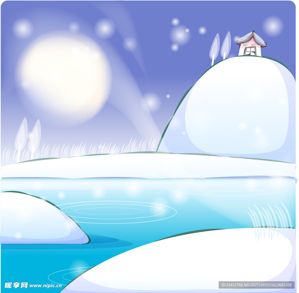 冬日雪景中的静谧小屋