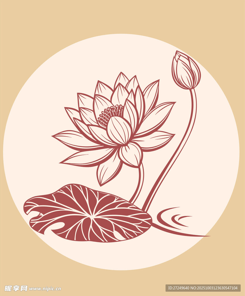 古典荷花图案