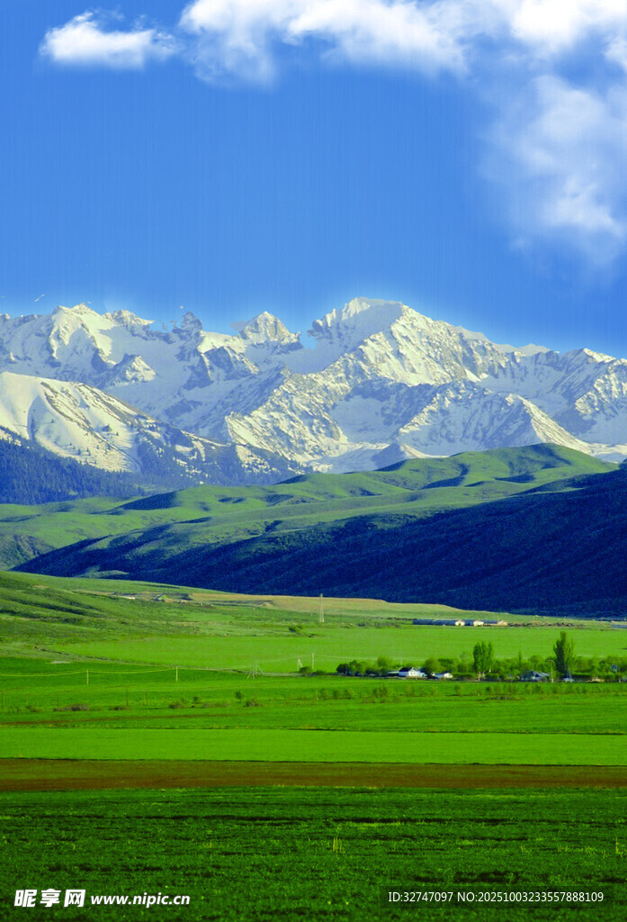 草原上的壮丽雪山景观