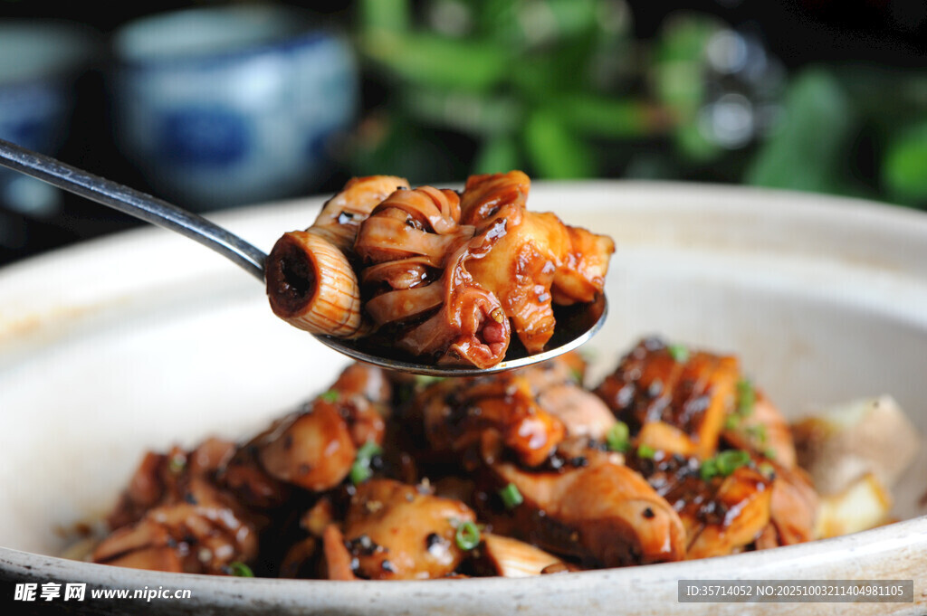美味菌菇菜肴一勺盛出