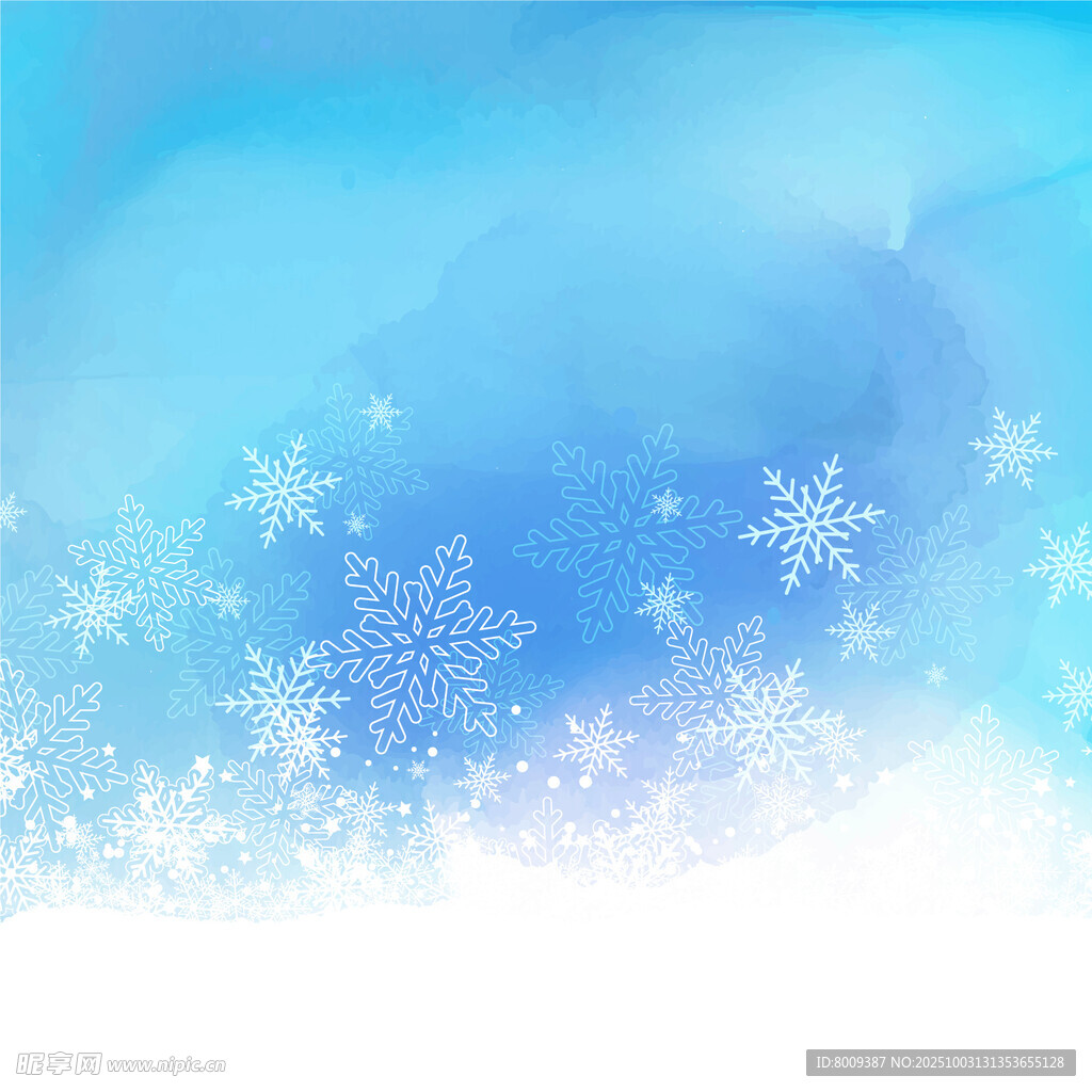 梦幻蓝色雪花背景图