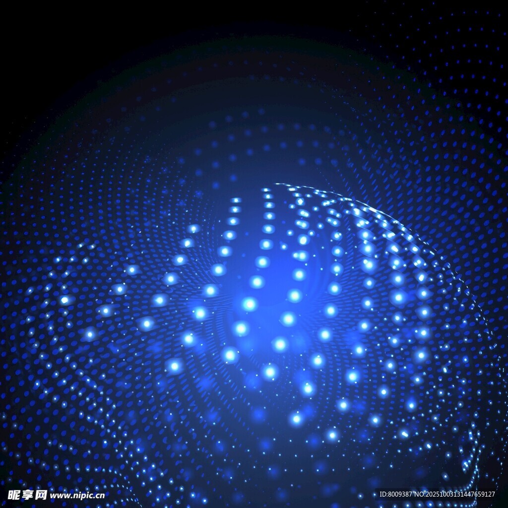 蓝色科技感发光球体效果