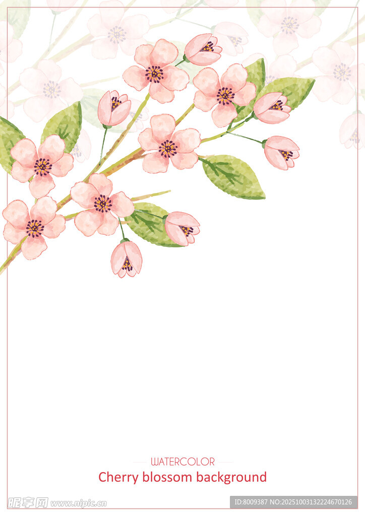 粉色樱花枝条背景图