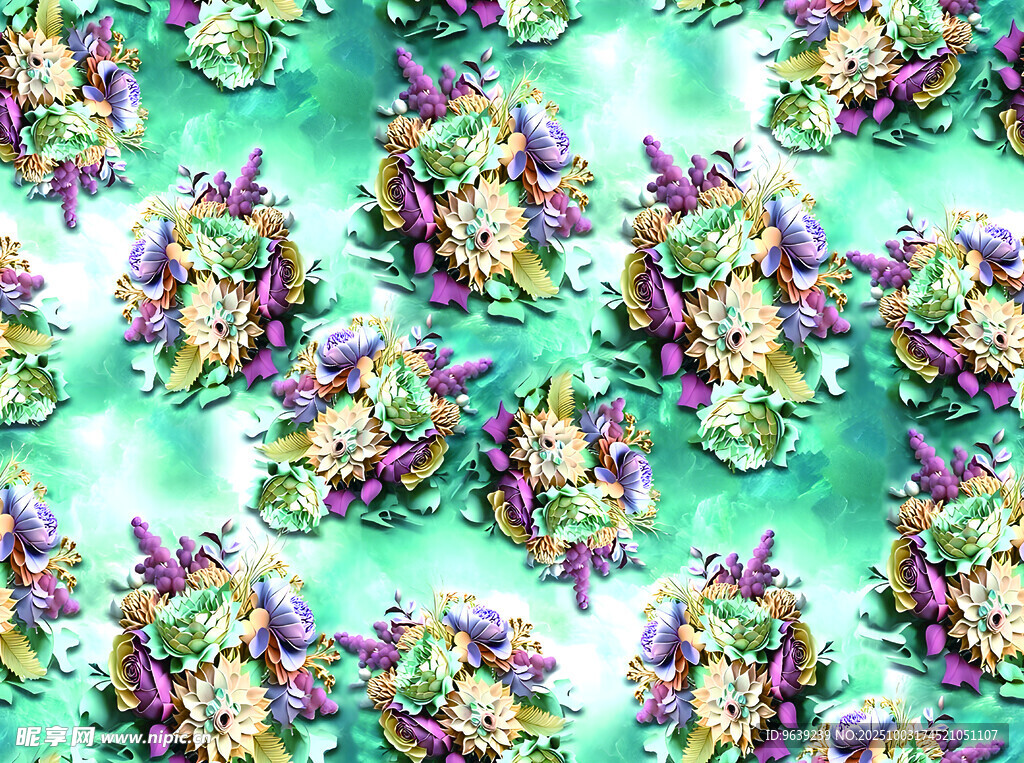 水彩花卉图案 清新自然风