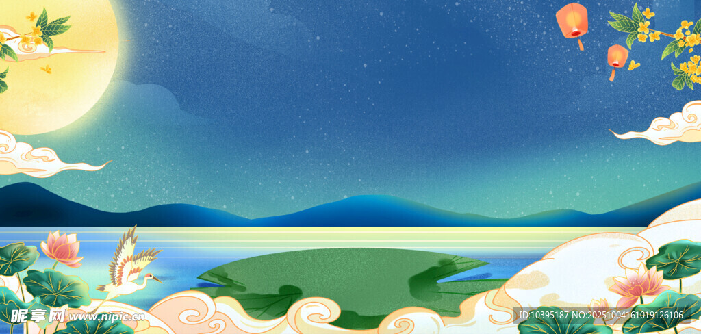 梦幻田园中秋节月夜美景