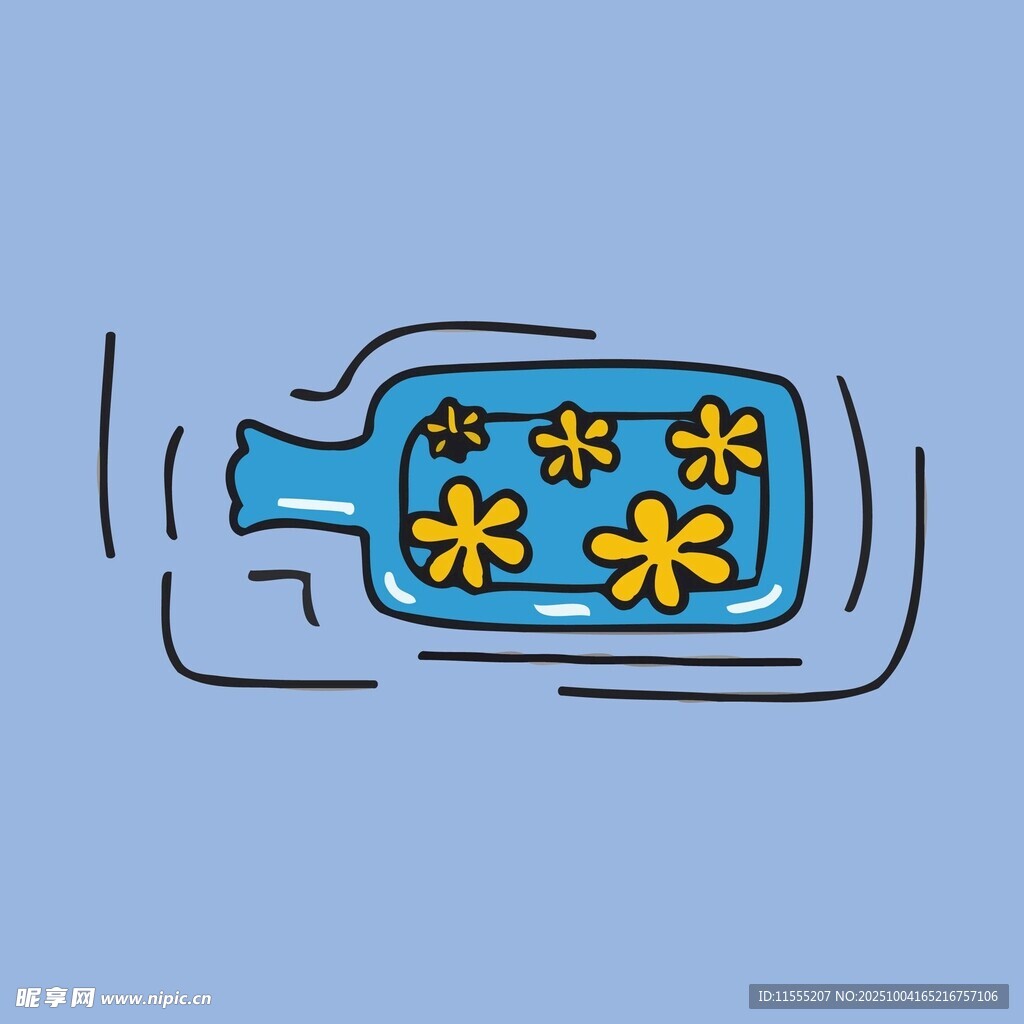 瓶装小花插画