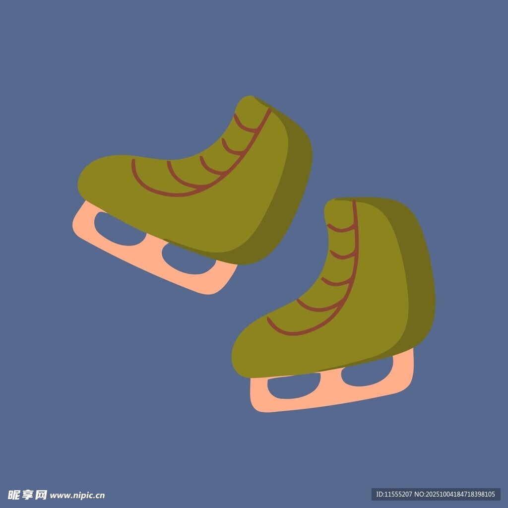 绿色卡通风格溜冰鞋