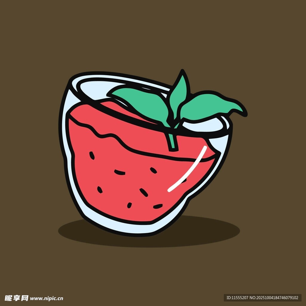 卡通草莓杯饮品插画