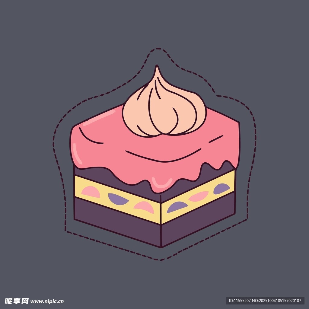 卡通风格美味分层小蛋糕