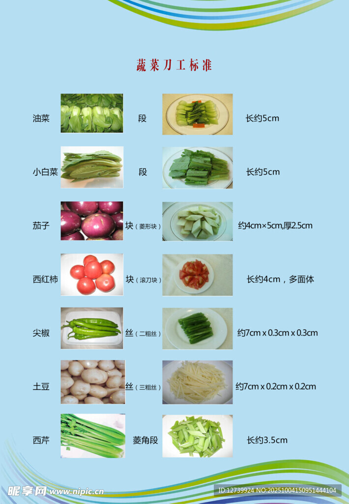 多样蔬菜展示图 蔬菜刀工标准