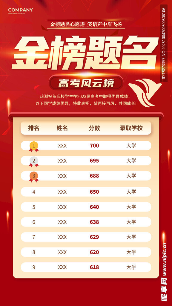 金榜题名海报