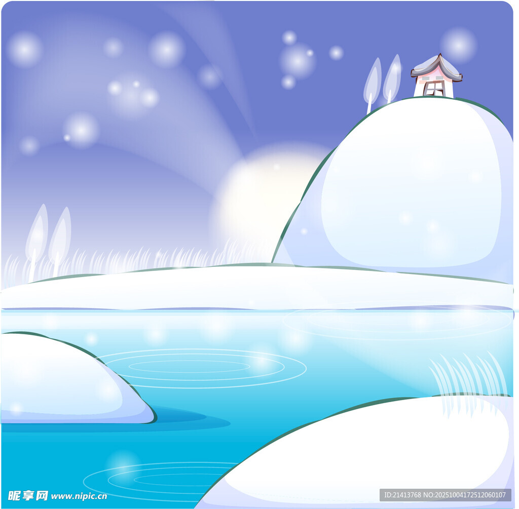 冬日雪景中的静谧小屋