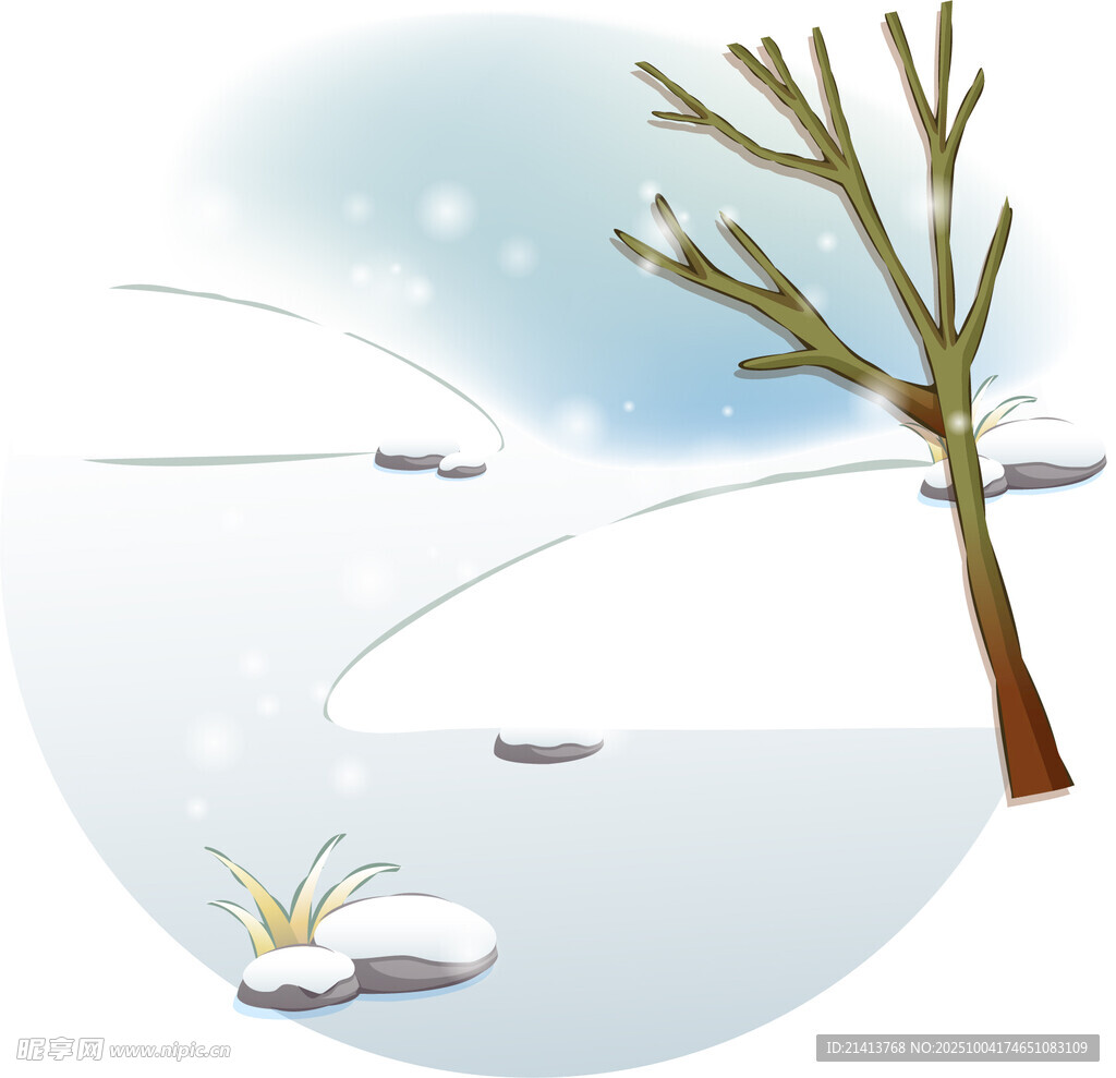 冬日雪景中的孤树