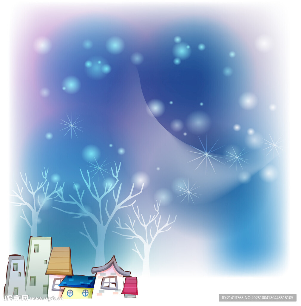 冬日梦幻小镇雪景