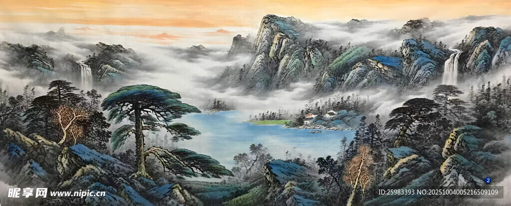 迎客山水图