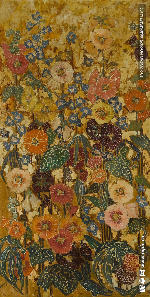 缤纷花卉图案手绘艺术作品