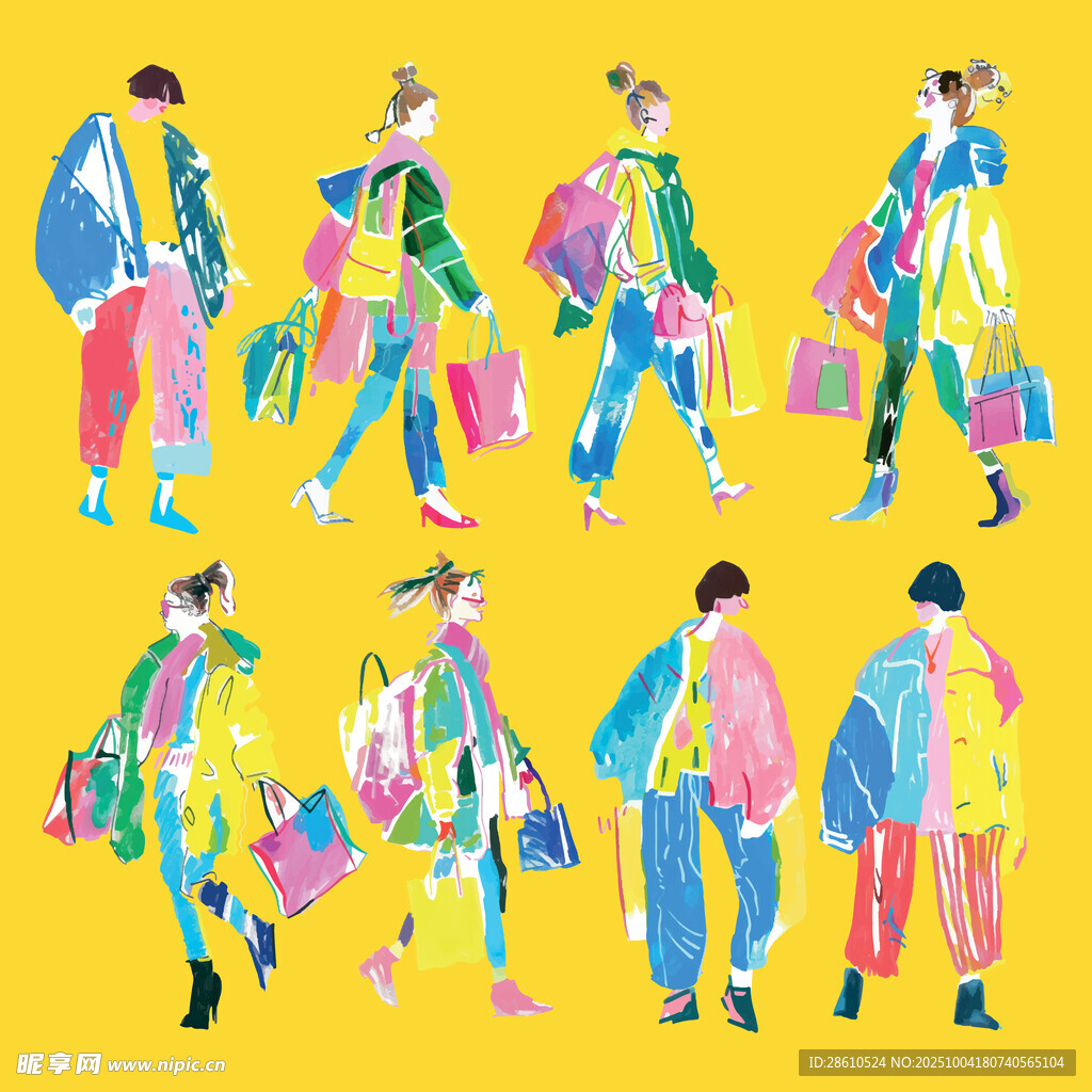 人物购物插图