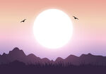 夕阳山峦插图