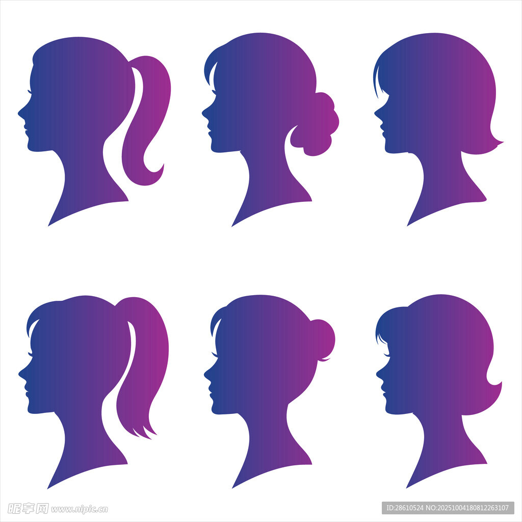 女性发型剪影