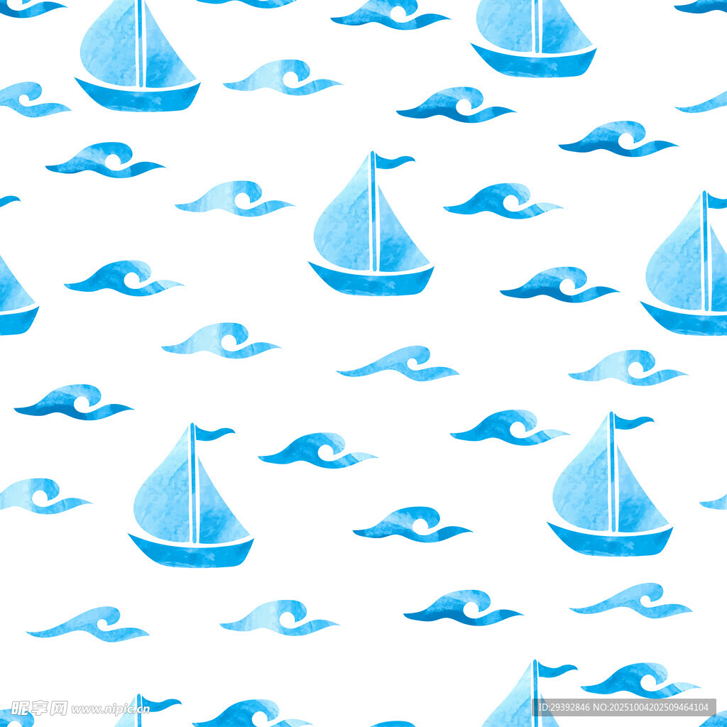 帆船海浪图案