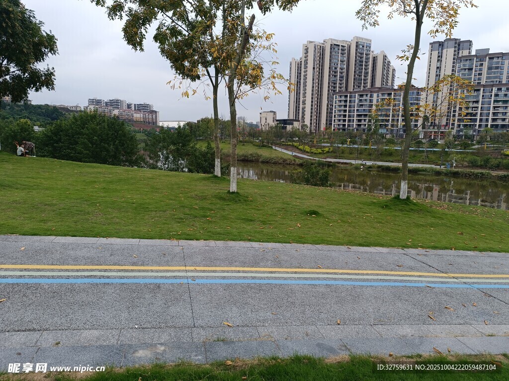 城市公园中的多彩步道景观
