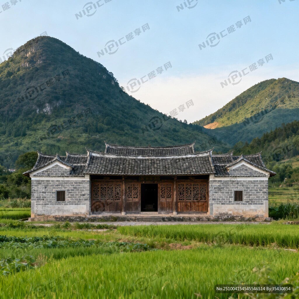 客家宗祠 背靠大山