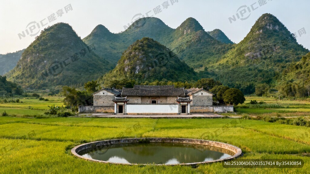 客家民居 后面有靠山