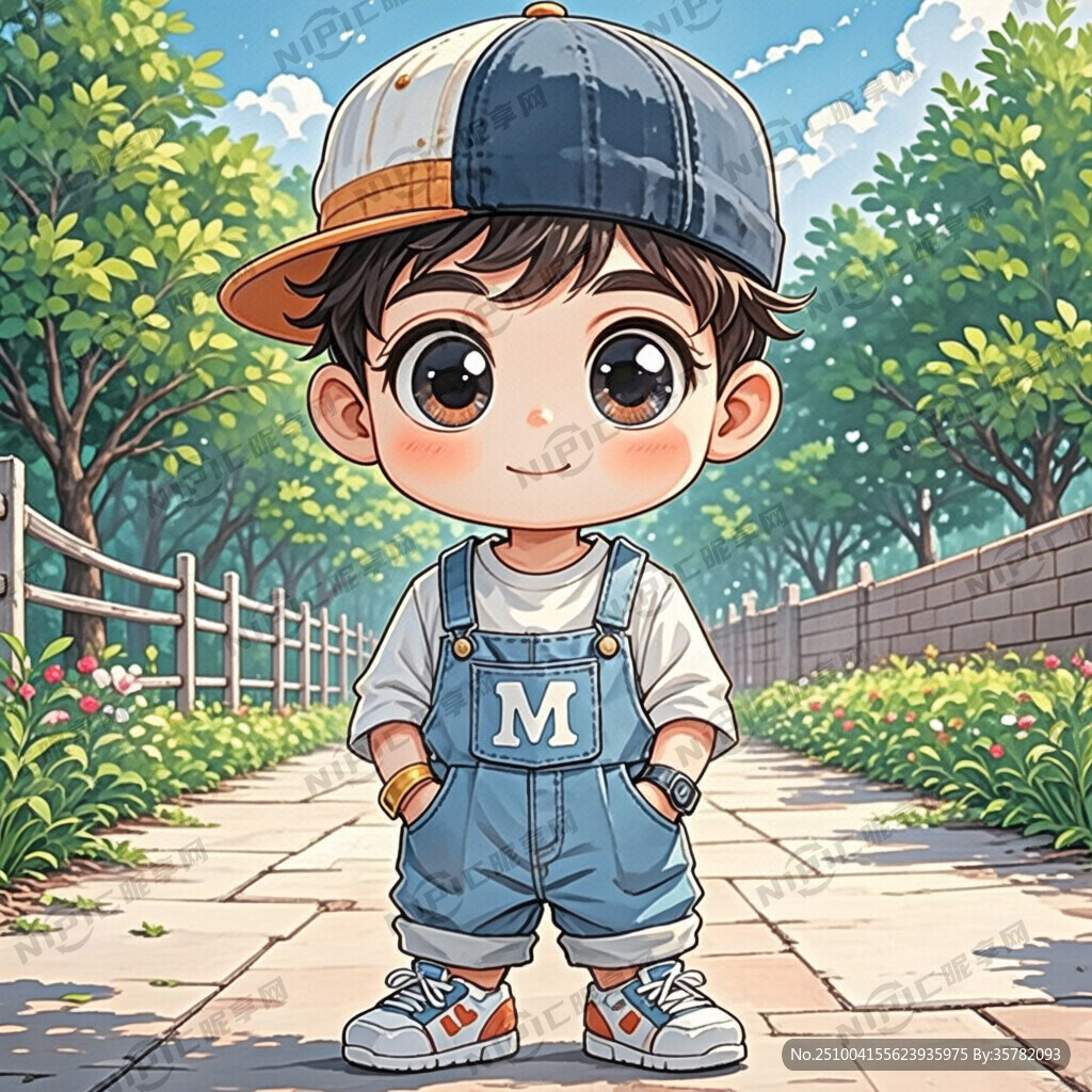 两手插兜大眼睛大耳朵戴着鸭舌帽