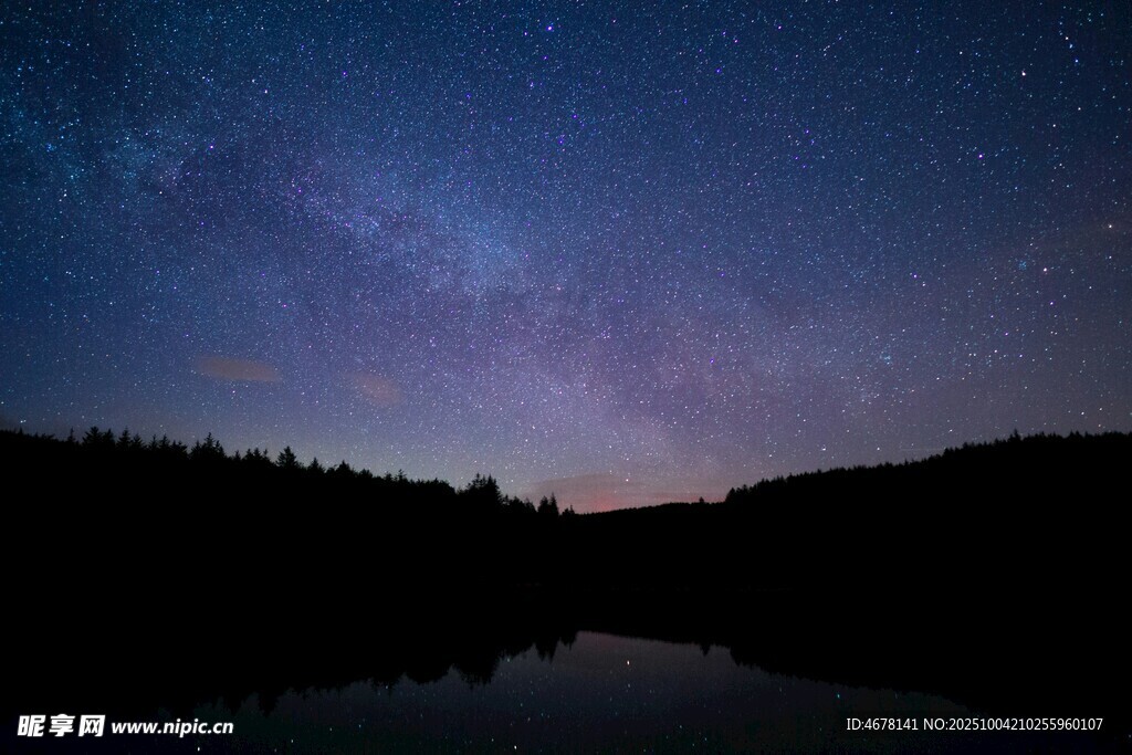 湖畔星空夜景