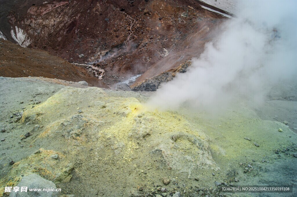 火山口硫磺地貌景观