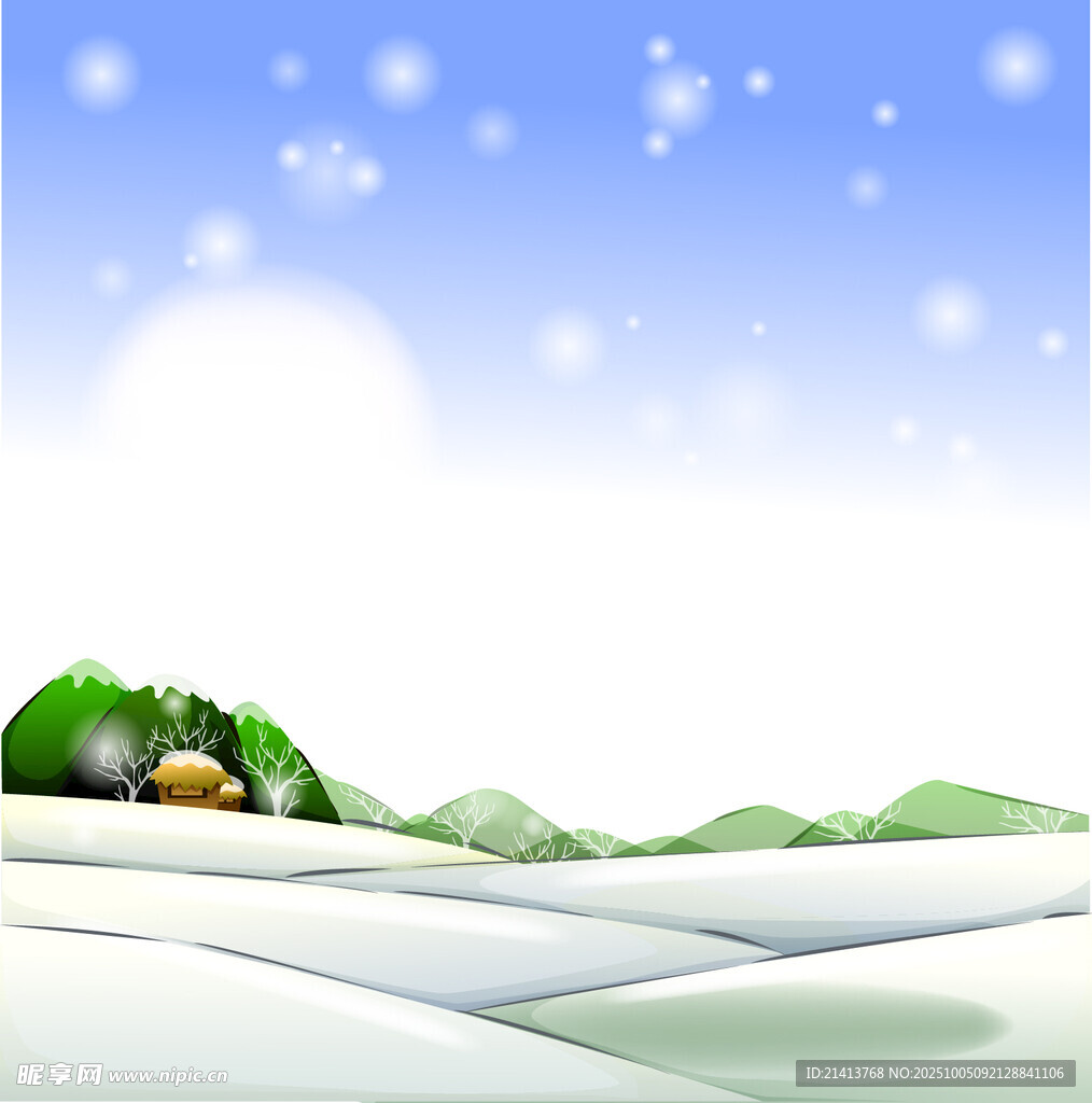 冬日雪景中的宁静山丘