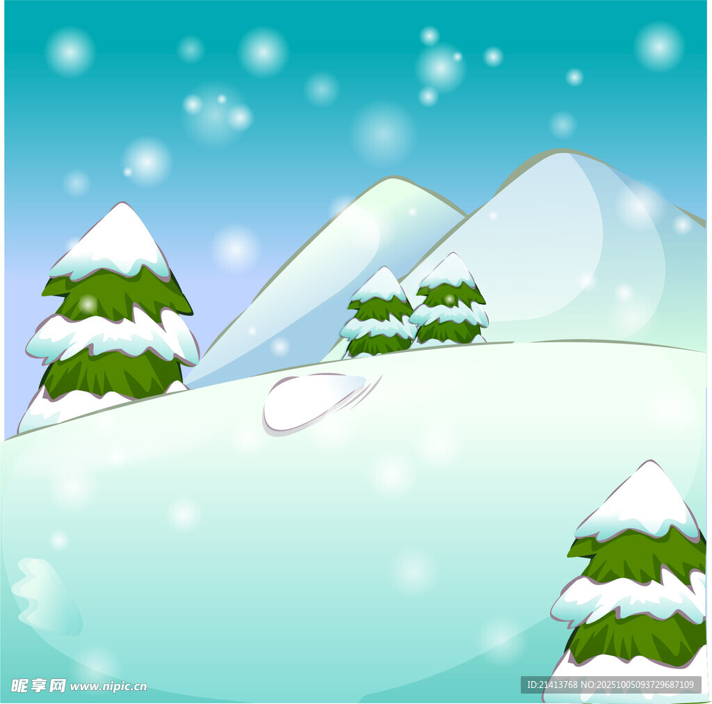 冬日雪景中的树木与山峦