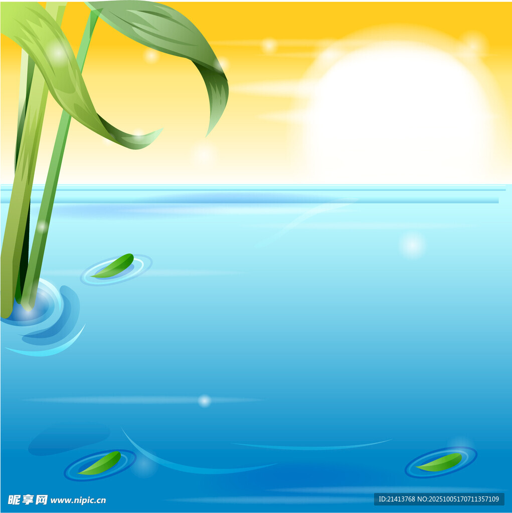 海边绿植与落日美景