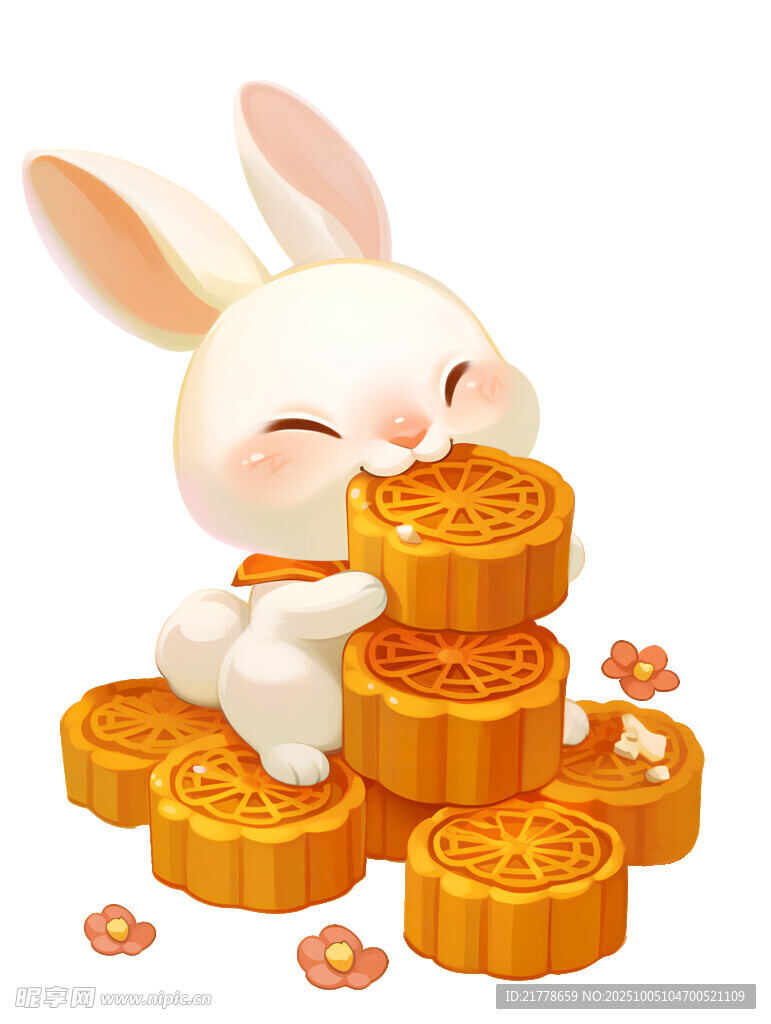 白兔抱月饼