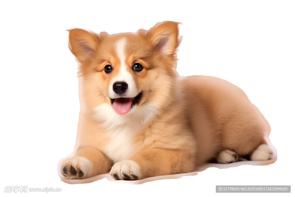 可爱柯基犬趴卧姿态