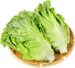 竹盘里的新鲜生菜