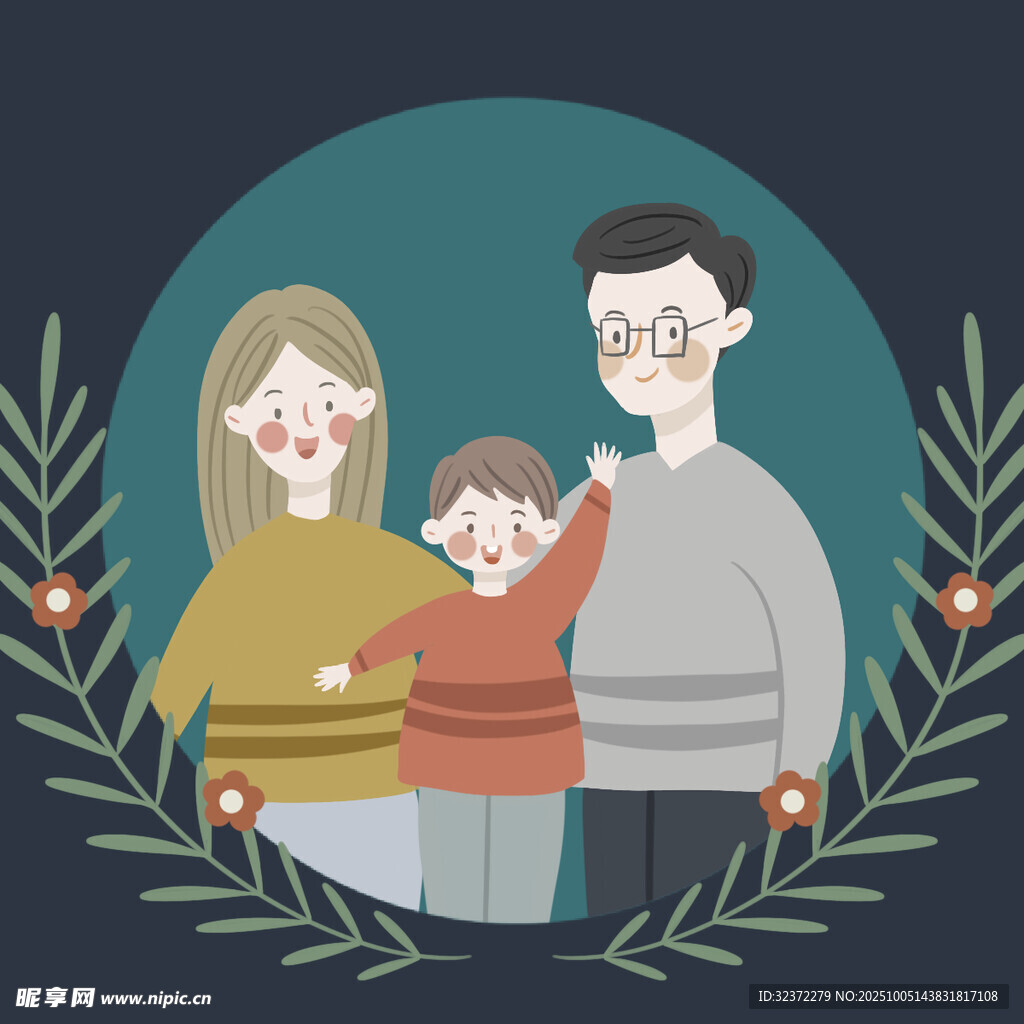 温馨家庭三人幸福合影