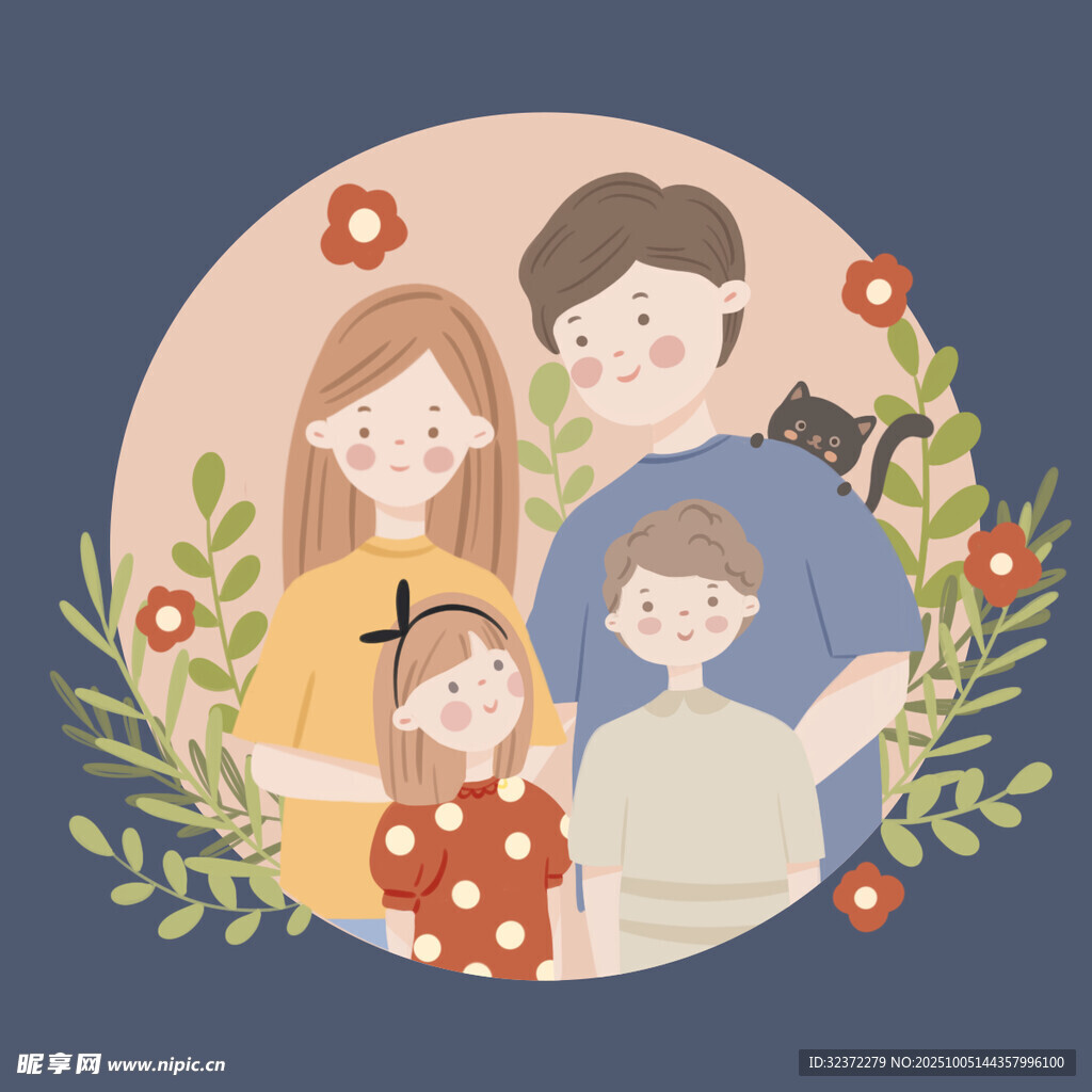 温馨一家四口幸福瞬间