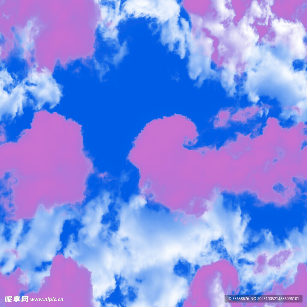 梦幻粉蓝天空云朵图景