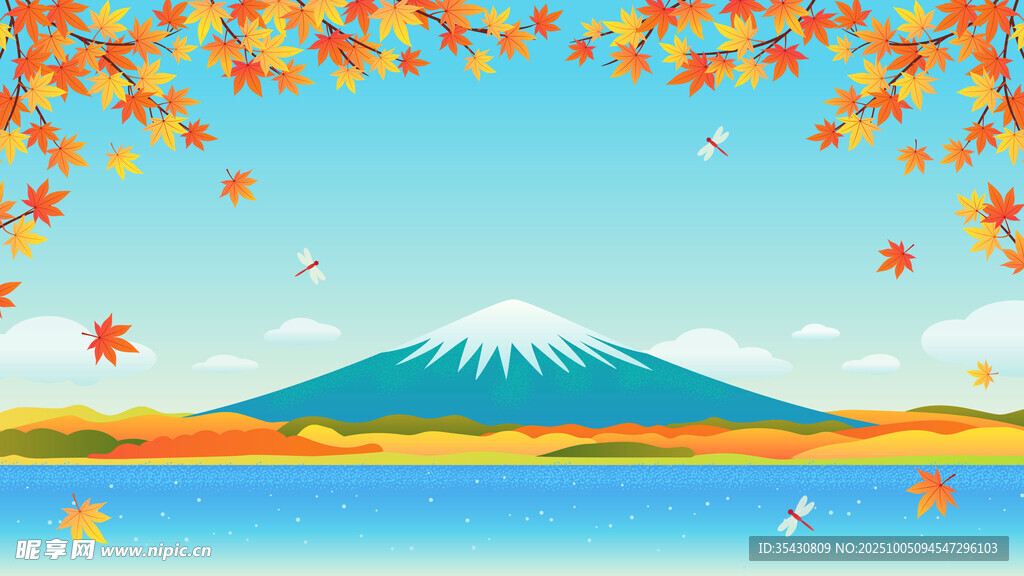 秋季山水背景